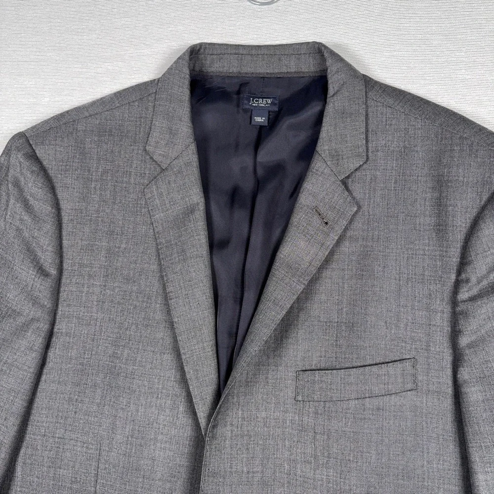 J Crew Ludlow Tollegno 1900 Blazer Mens Size 42L Gray Wool Double Vented